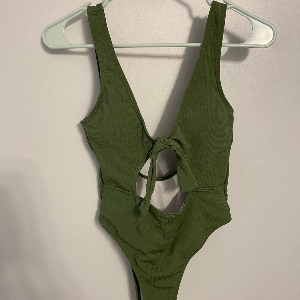 Small green one piece swimsuit